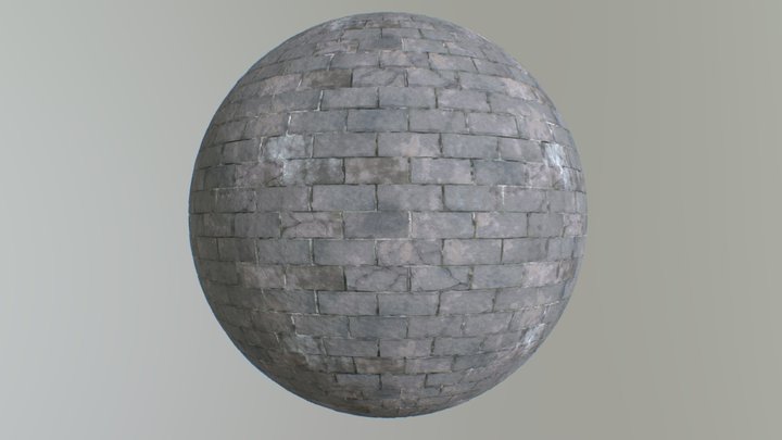 Stone Wall 02 PBR Tile Material 3D Model
