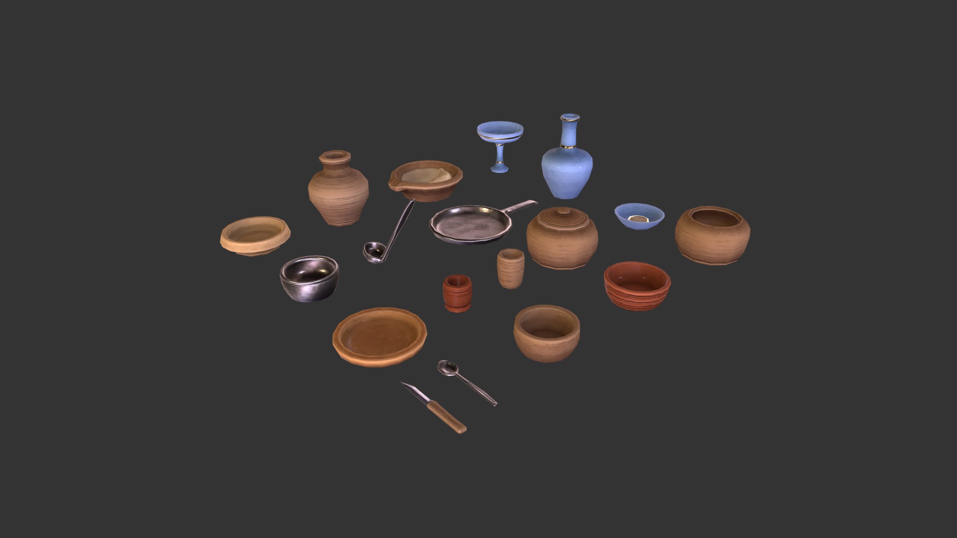 3D model Tableware - This is a 3D model of the Tableware. The 3D model is about a group of pots and pans.