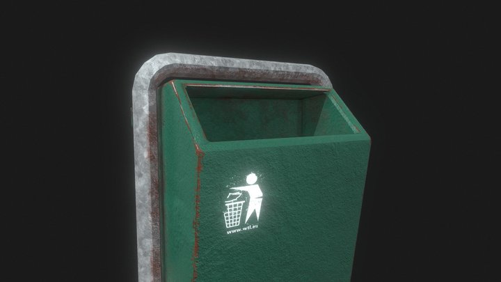 Game-Ready Dutch Outdoor Trash Bin 3D Model