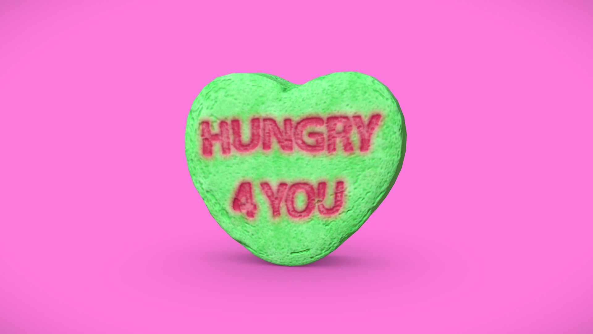3D model Heart Candy – Hungry 4 You - This is a 3D model of the Heart Candy - Hungry 4 You. The 3D model is about a green and pink cookie.