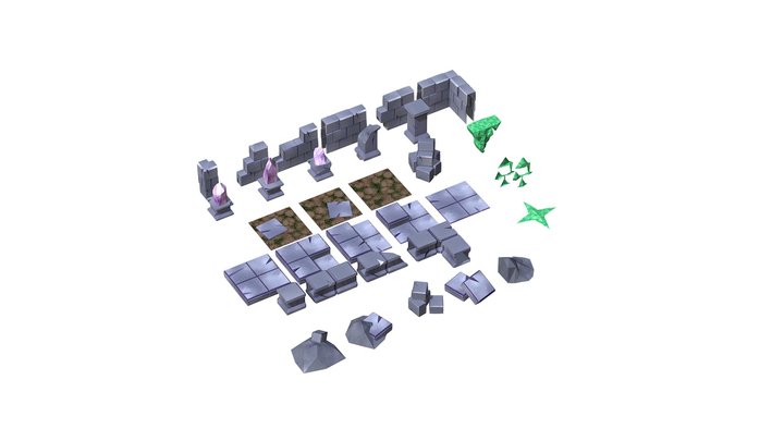 Ruins Modular Dungeon Assets 3D Model