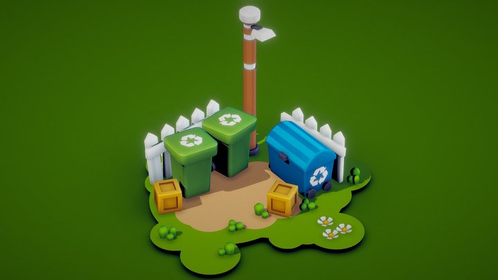 Trash Cans (01) Mobile asset 3D Model