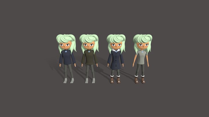 Cartoon Girl 3D Model