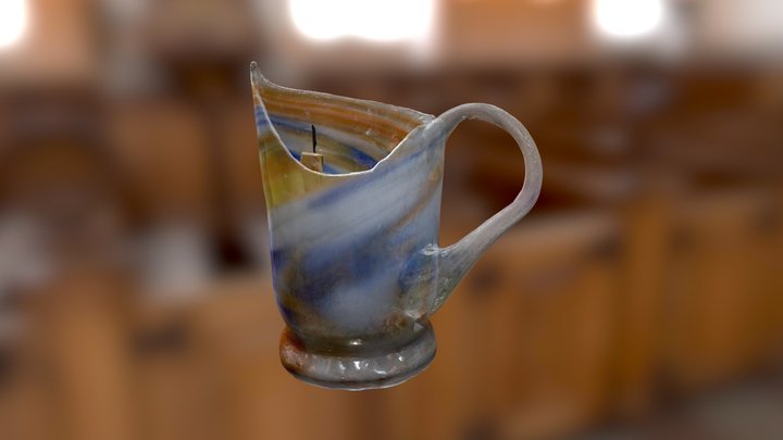 Broken cup with candle, 3D scan 3D Model