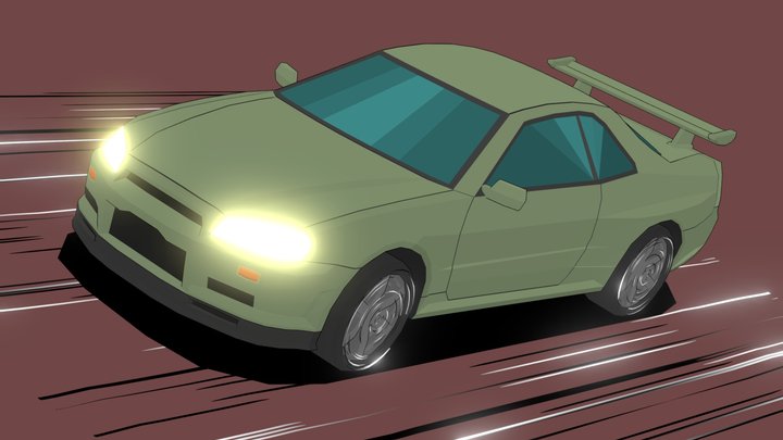 Nissan Skyline GT-R R34 (Low Poly and Stylized) 3D Model
