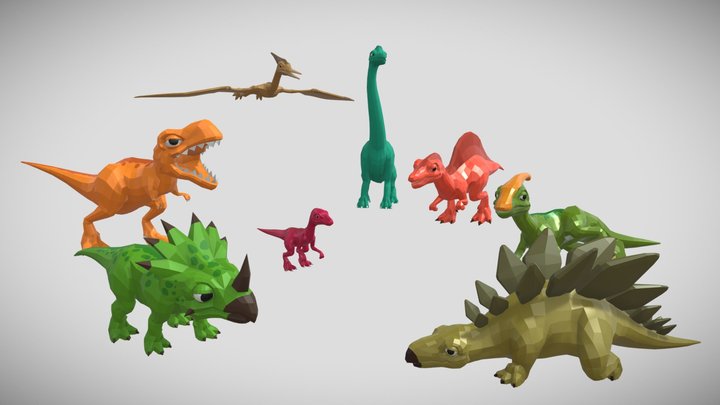 [Low Poly] Animated Dinosaurs 3D Model