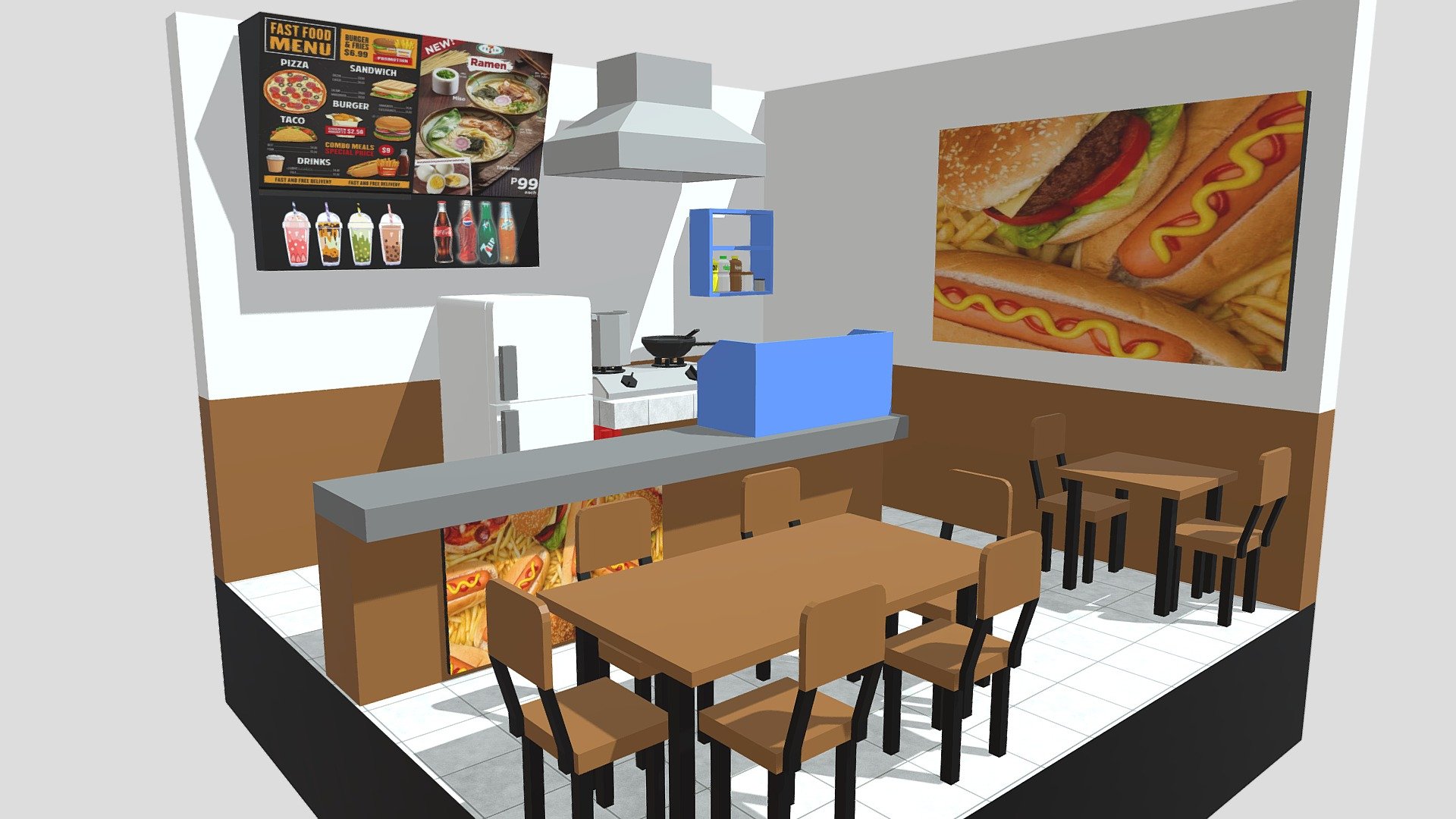 Restaurant Lowpoly - Download Free 3D model by Raven Mikaki ...