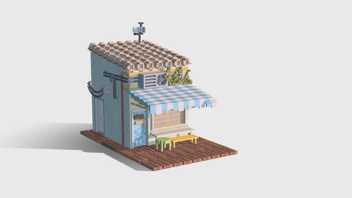 Small shop - Magicavoxel Animation(Test) 3D Model