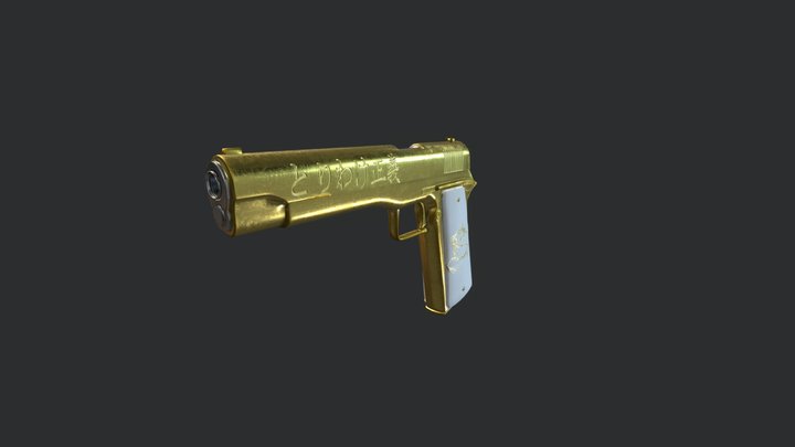 Gold Colt 45 3D Model