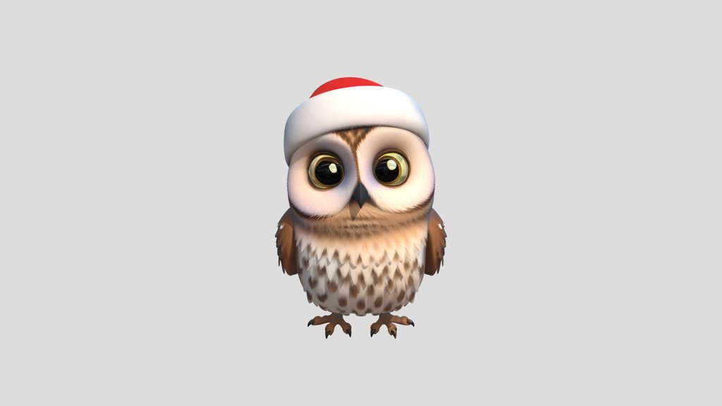 Cute Christmas Owl 3D Character