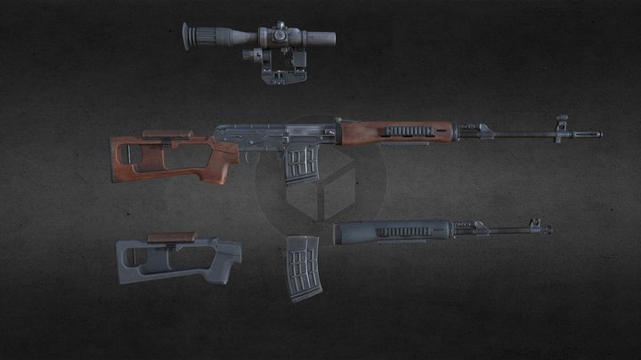 SVD Sniper Gun 3D Model