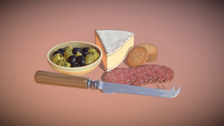 Stylized Cheese Board 3D Model
