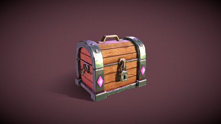 Stylized chest with crystals 3D Model