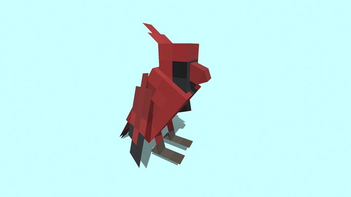 Red Cardinal - Low Poly (Minecraft) 3D Model