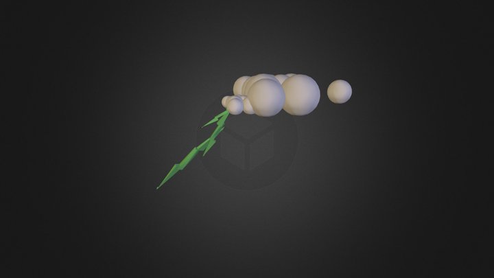 Cloud With Lightning 3D Model