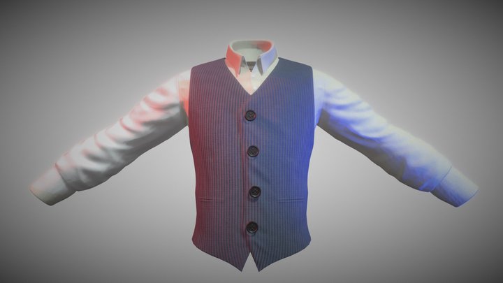 Single Breasted Men's Waistcoat 3D Model
