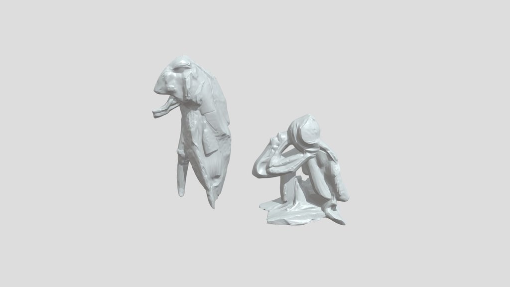 Two stone-like human figures