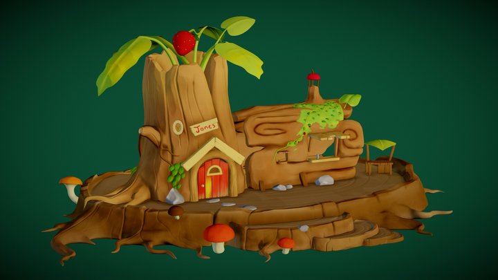 DAE Sculpting Diorama - Forest Treehouse 3D Model
