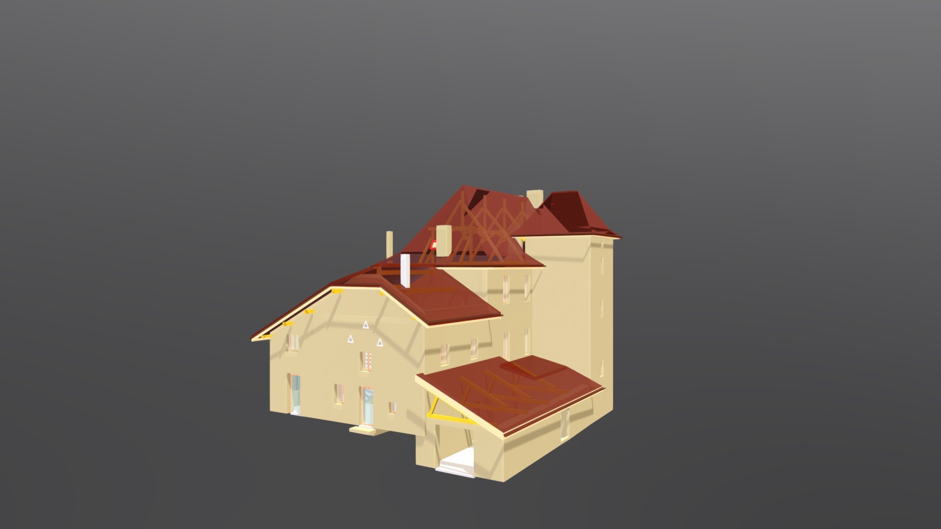 Maquette 3D d'une maison de maître