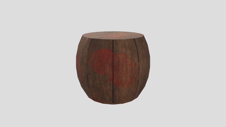 Bloody wooden barrel 3D Model