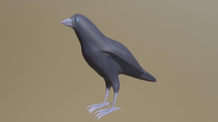 Hawaiian Crow ʻalalā Folding Wings 3D Model