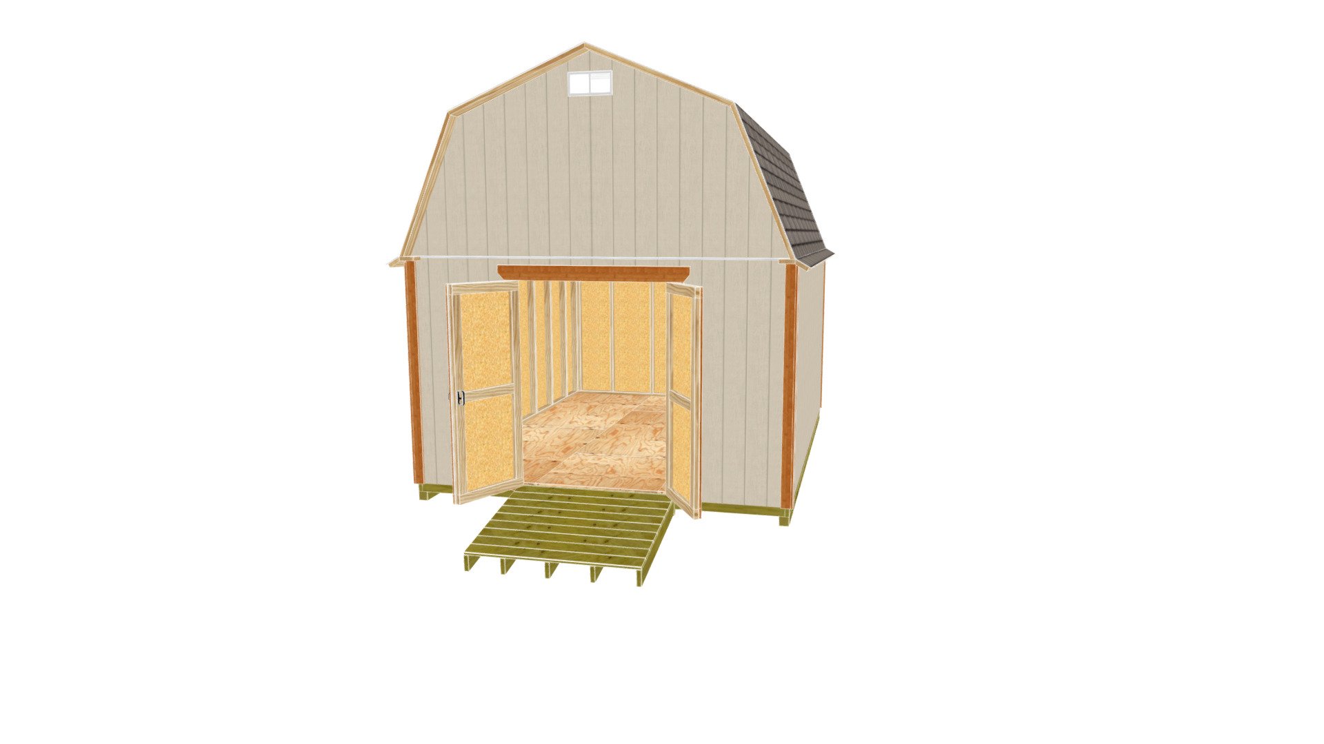 12x16 Barn Shed Plans - 3D model by shedking [f32ee01] - Sketchfab