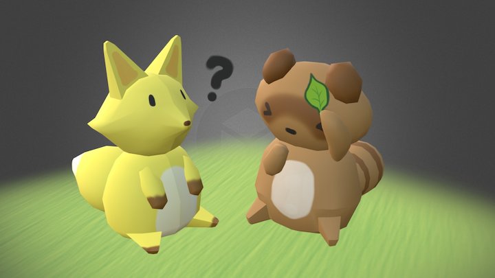 Fox and Civet cat 3D Model