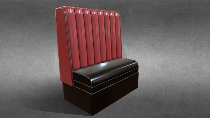 Retro Diner Booth Seat 3D Model