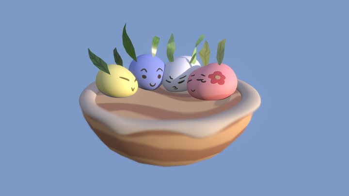 Snow Rabbit Group Hug 3D Model