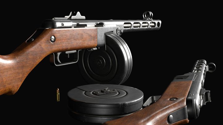 PPSH-41 Submachine Gun 3D Model