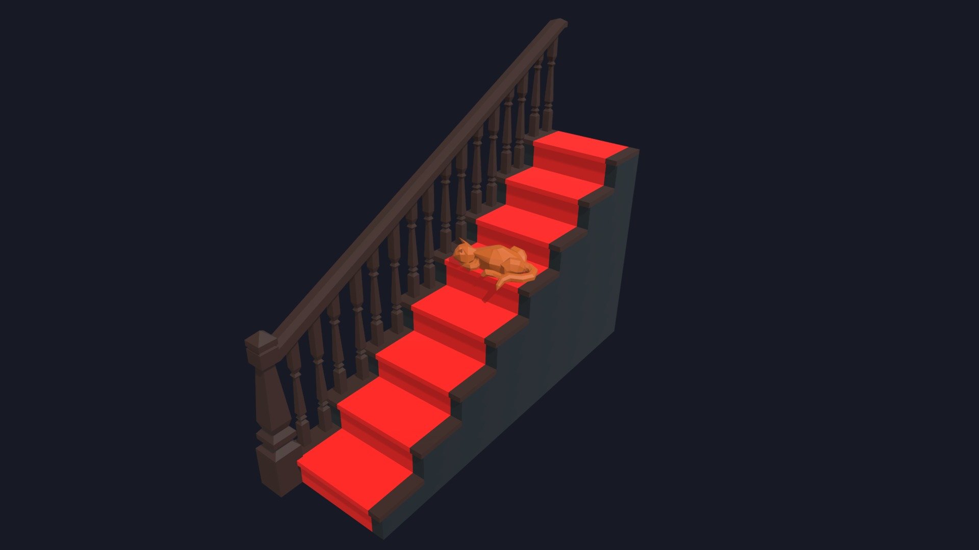 Staircase with Cat