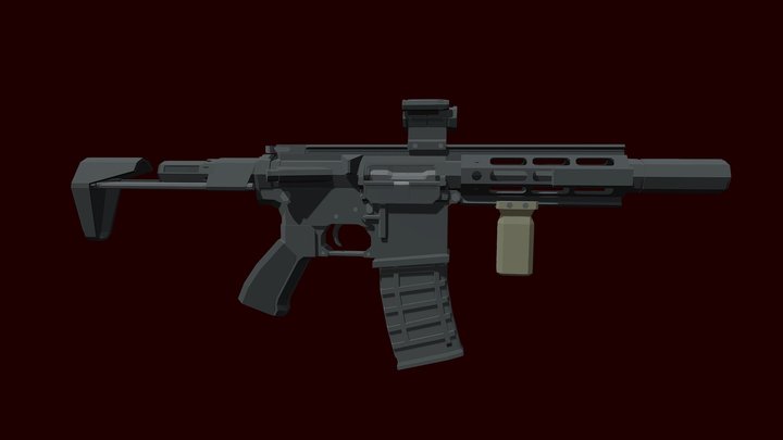 Low Poly M4PDW 3D Model