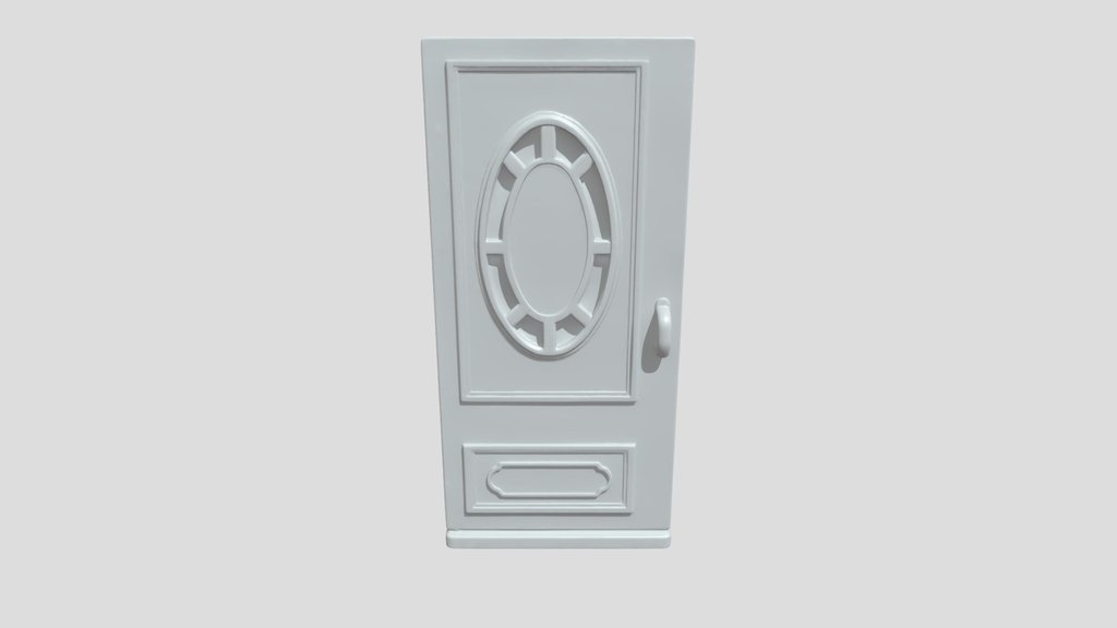 A miniature wooden door model