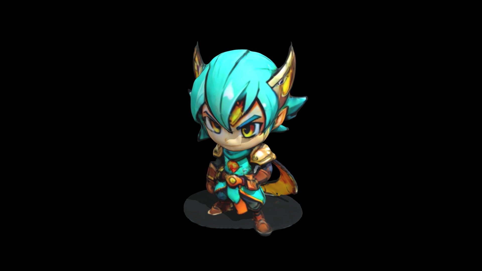 a cartoon character with blue hair and horns - Download Free 3D model ...