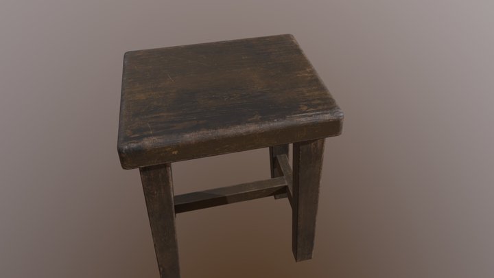 Wood Stool 3D Model