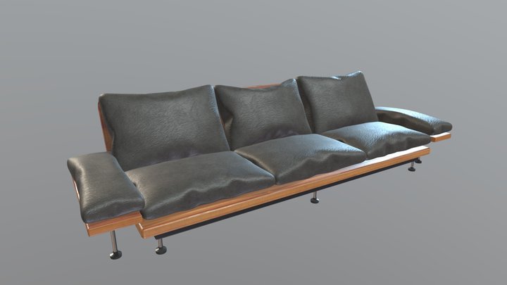 Leather wood sofa