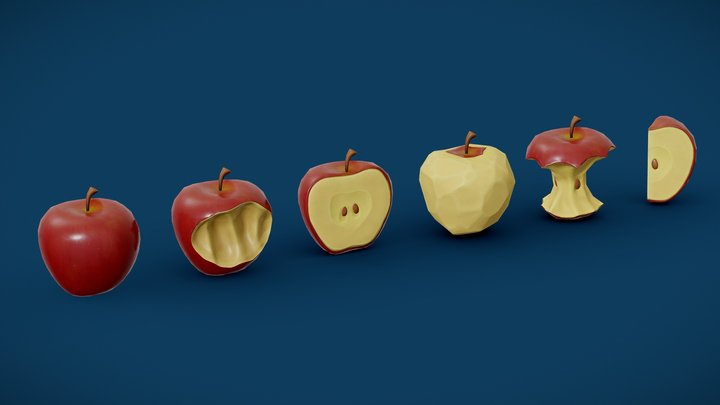 Red stylized apples 3D Model
