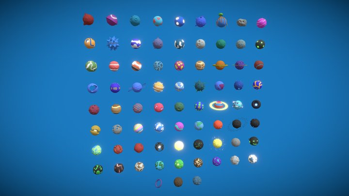 Low Poly Planets 3D Model