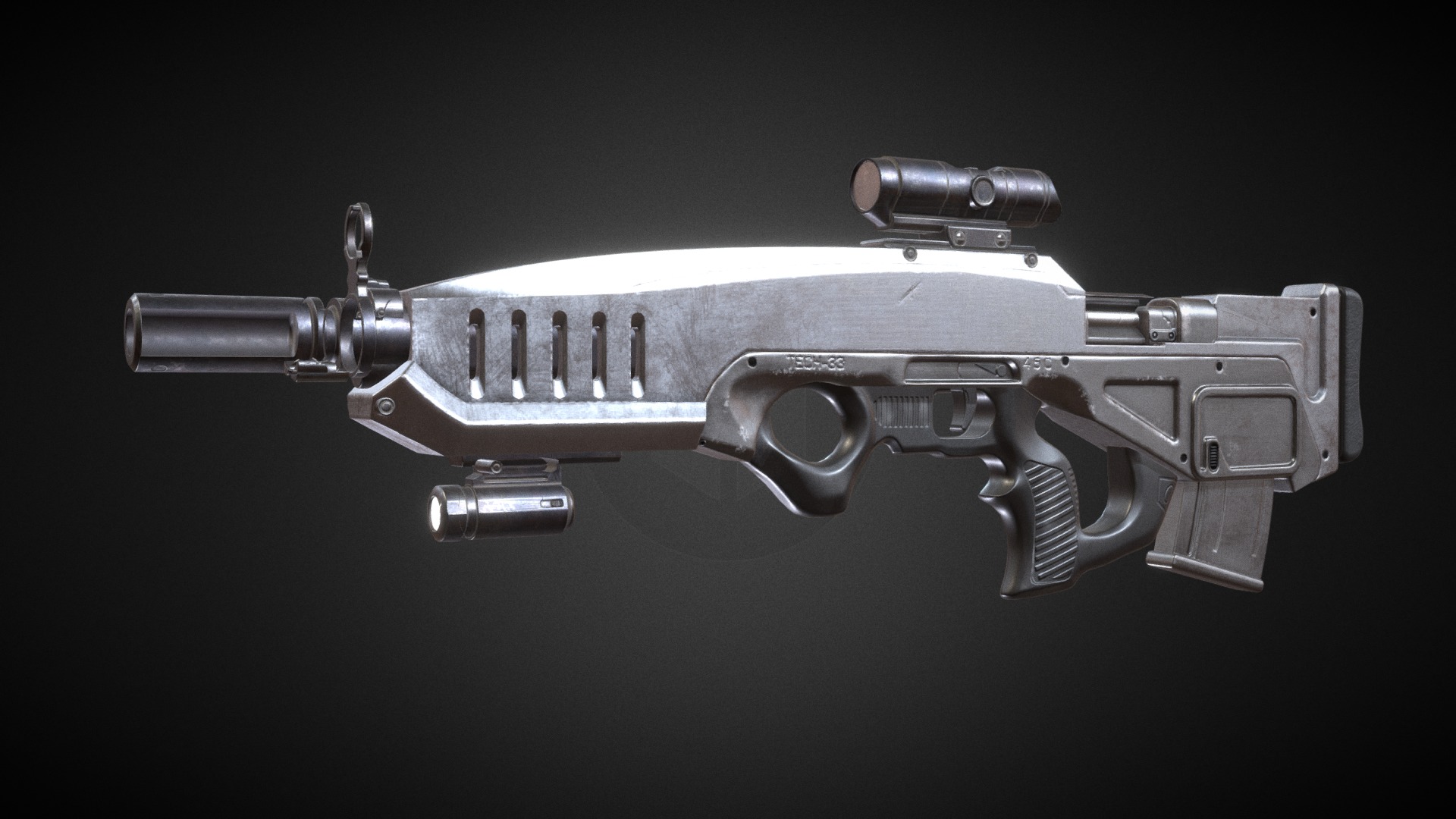 3D model rifled weapon - This is a 3D model of the rifled weapon. The 3D model is about a silver and black gun.