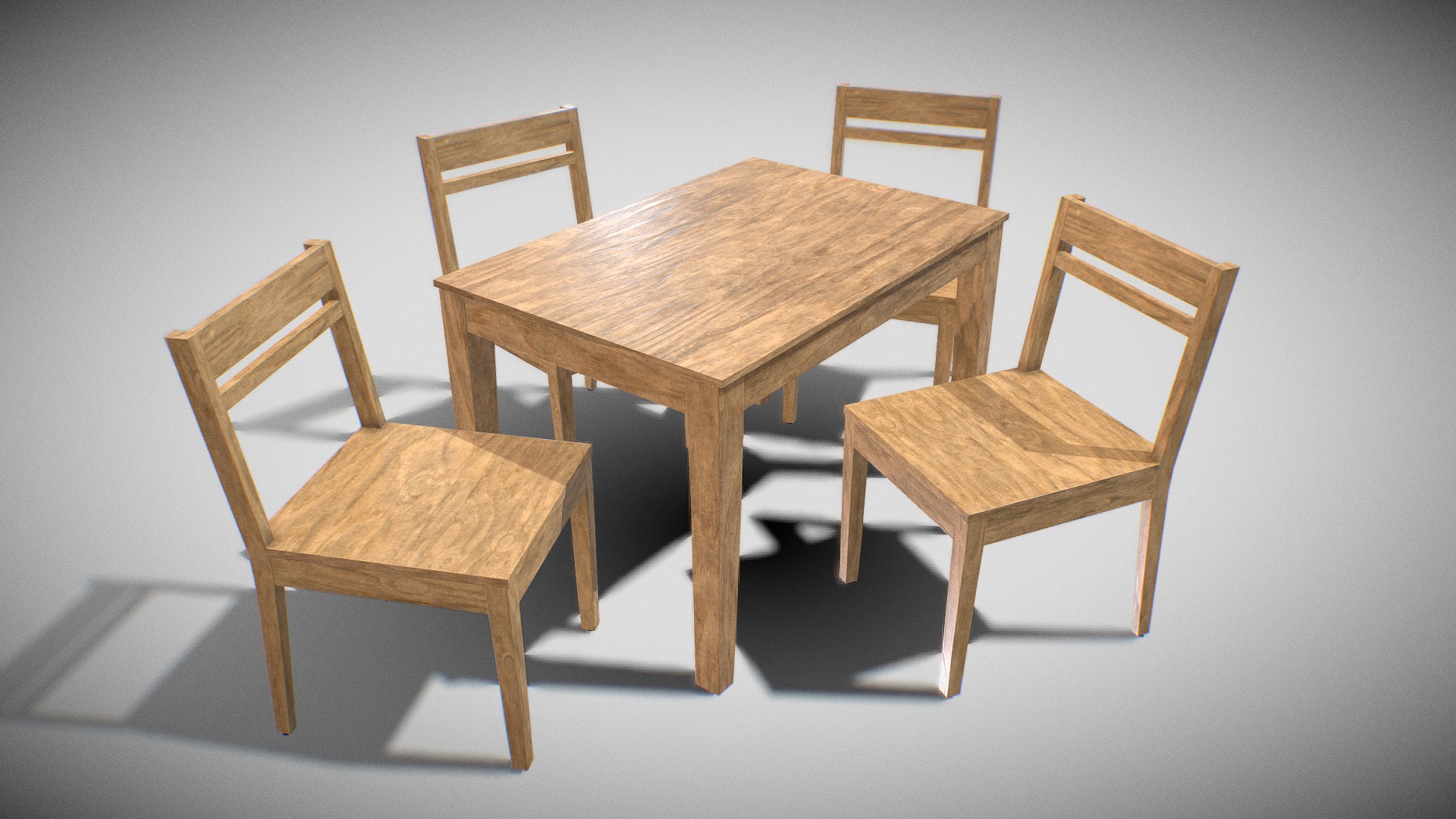 3D model Table Set wooden 01 - This is a 3D model of the Table Set wooden 01. The 3D model is about a table with chairs around it.