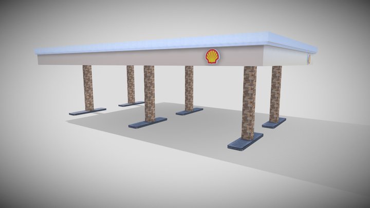 Shell Gas Station Roof Structure 3D Model