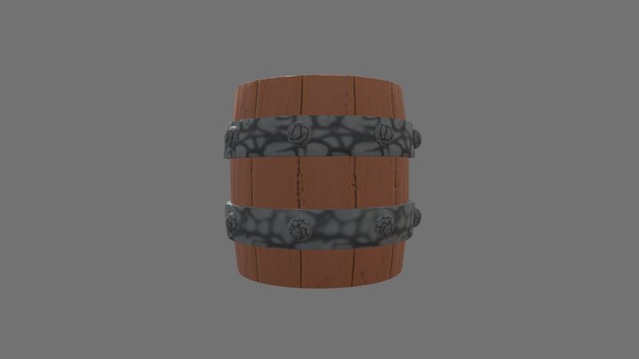 Wooden cartoony barrel 3D Model