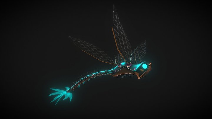 Neon Dragonfly 3D Model