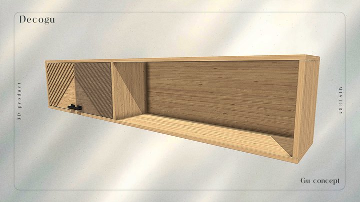 Modern Wall-Mounted Cabinet with Sliding Door 3D Model