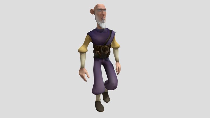 Old man walking animation 3D Model