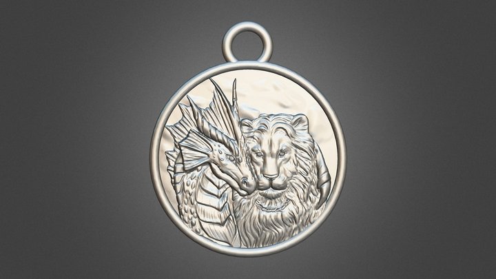 dragon pendant and lion 3D Model