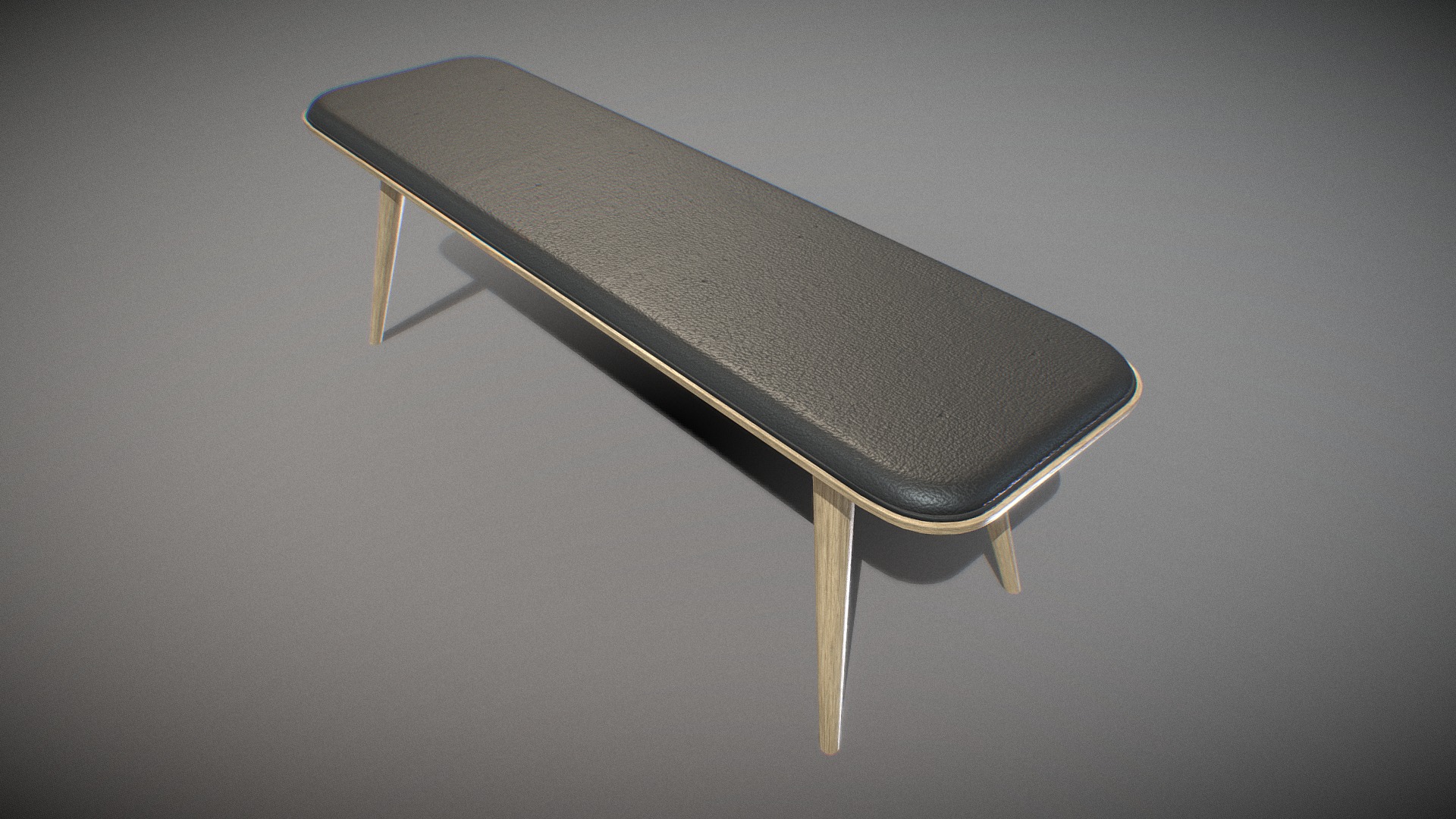 3D model Spine Wood Base Bench-oak standard lacquered - This is a 3D model of the Spine Wood Base Bench-oak standard lacquered. The 3D model is about a metal chair with a metal frame.