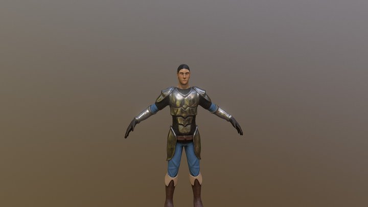 Scared Medieval Man 3D Model