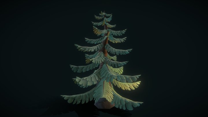 Handpainted Stylised Pine Tree 3D Model