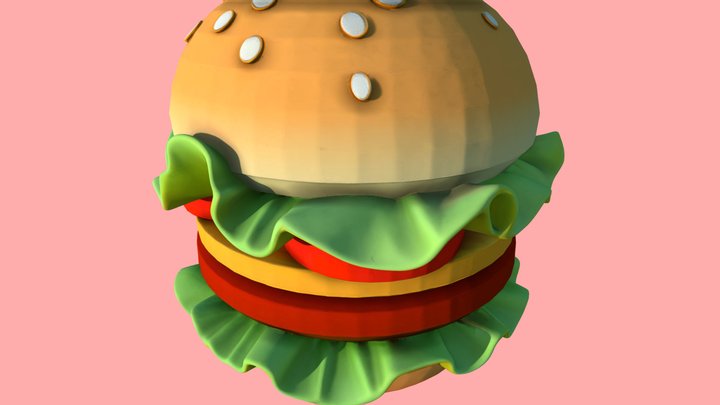 Low Poly Burger II – Stylized Fast Food Asset